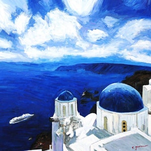 Modern Art - Kirche auf Santorin m97174 120x120cm Ölbild handgemalt