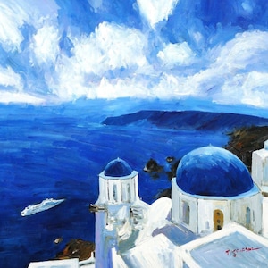 Modern Art - Kirche auf Santorin g97128 80x80cm Ölbild handgemalt