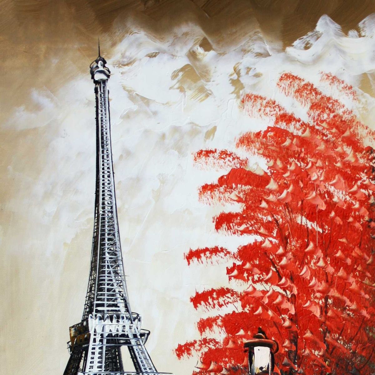 Runa Art Quadro Moderno Torre Eiffel - Stampa Su Tela Non Tessuta, Grigio E Rosso, 035612c - Made In Germany, Pronto Da Appendere