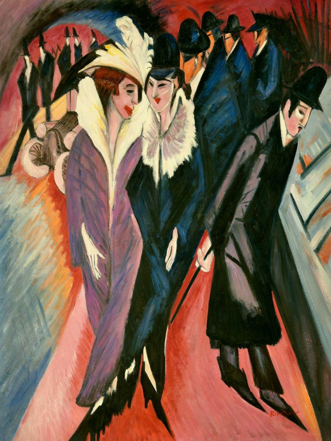 油絵 vintage Ernst Ludwig Kirchner 版画 Ernst Ludwig Kirchner Print: Artistin Marcella, Expressionist Wall