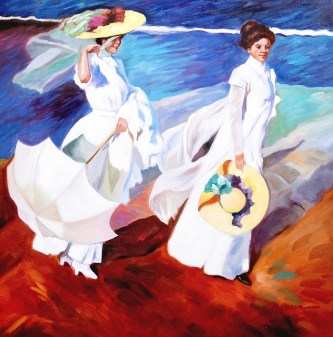 Joaquín Sorolla - Beach Walk E99117 60 X 60 Cm Exquisite Oil
