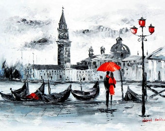 Arte Moderna - Venezia Canal Grande i96148 Quadro 80 x 110 cm dipinto a mano