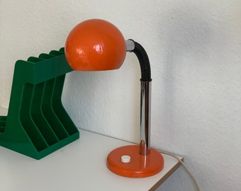 STUDIOSECONDLOVE - SPACE AGE ball lamp 70s chrome orange table lamp vintage 60s