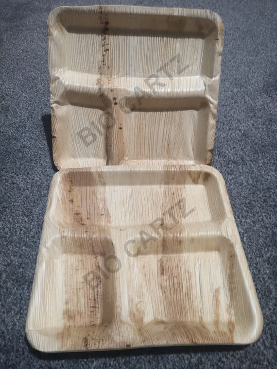 Teller mit Fächern aus Areca-Palmblättern, 25er-Pack | Kompostierbare, biologisch abbaubare Partyteller