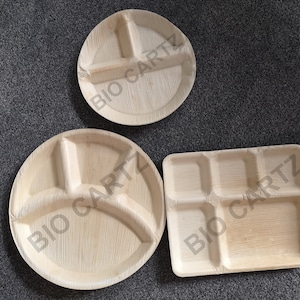 Areca Palmenblatt Kammer Teller (Packung mit 25 Tellern) | Biologisch abbaubar Teller | Kompostierbare umweltfreundliche Partyteller BIOCARTZ