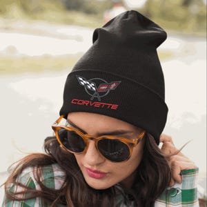 Bonnet en tricot brodé personnalisé - Corvette C5