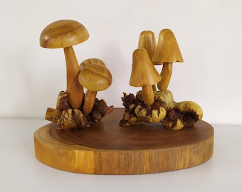 Beautiful mushroom statue. mushroom shoots. Mushroom ornament wooden mushroom statue. Mothers day .