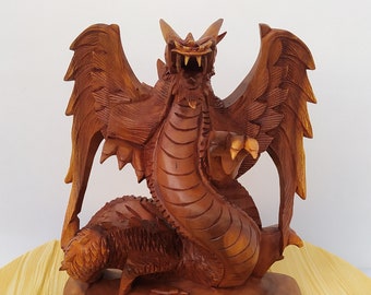 Dragon Hand Carved Wooden Shelf Sitter 12cm  Fairtrade