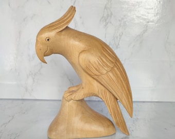 Wooden Parrot Sculpture. carved parrot. parrot figure