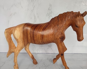Carved Jempinis Wood Horse Statue, Father's Day Gift