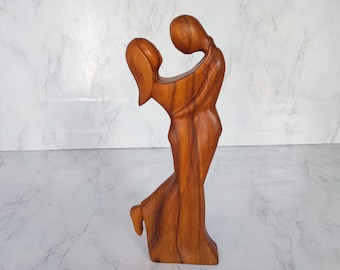 Jempinis Wood Dancing Couple Sculpture, Romantic Wedding Statue