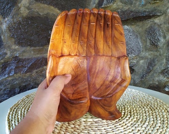 Ciotola di legno a forma di mano in preghiera – 25 cm