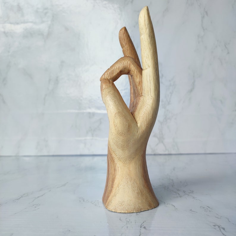 Mudra hand statue. Mudra wood sculpture. Hand Gesture Mudra Statue. Mudra decoration image 4