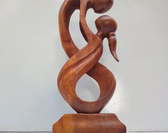 Hand Carved Wooden Dancing Couple Statue, Romantic Gift
