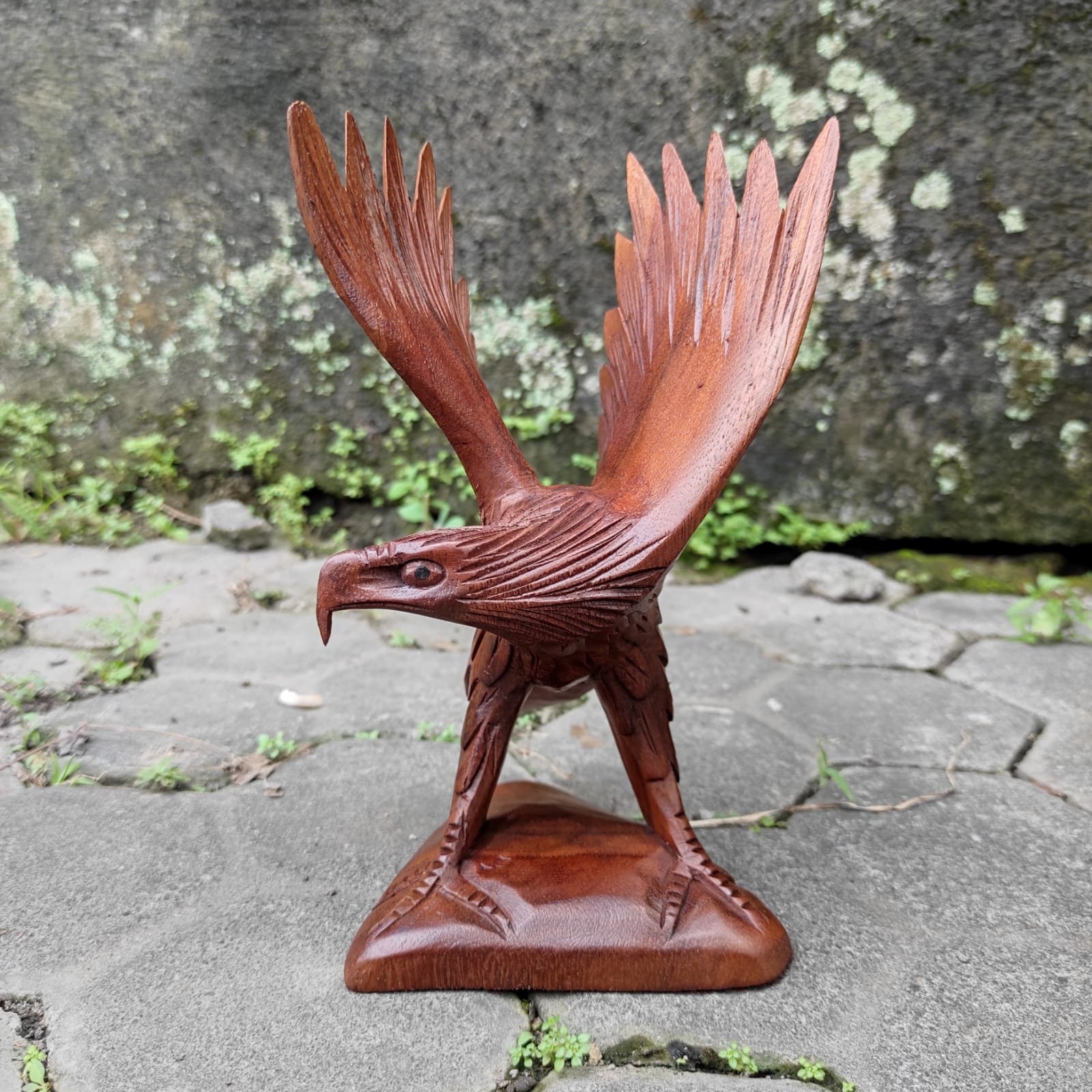 Wooden Eagle Statue. Wooden Flying Eagle. Eagle Statue Flapping Its