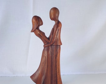 Dancing Couple Wood Statue, Romantic Jempinis Wood Sculpture