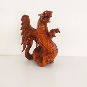 wooden dragon statue unique. Dragon carving, Handmade. image 2