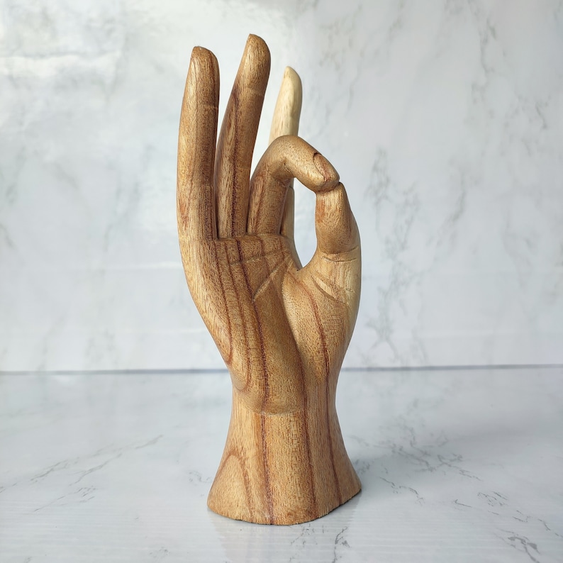 Mudra hand statue. Mudra wood sculpture. Hand Gesture Mudra Statue. Mudra decoration image 1