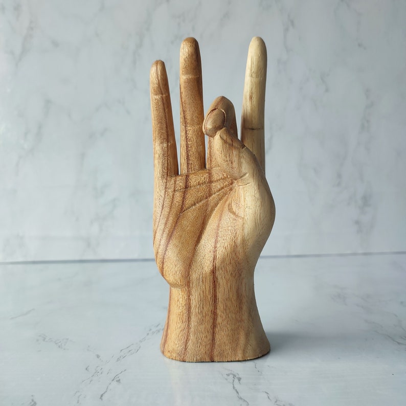 Mudra hand statue. Mudra wood sculpture. Hand Gesture Mudra Statue. Mudra decoration image 2