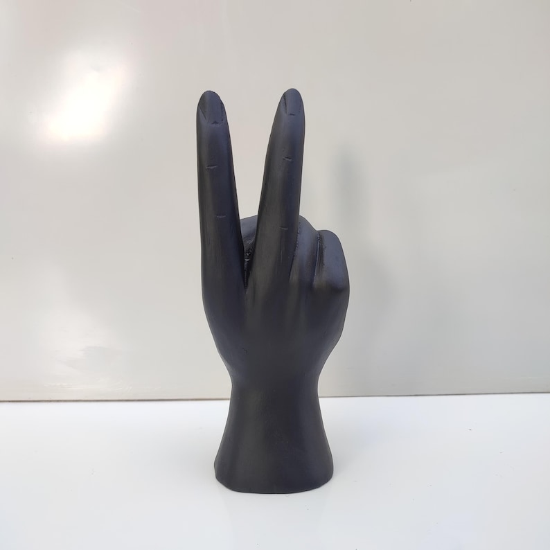 Hand Carved Wooden Peace Sign, Jempinis Wood Sculpture image 10