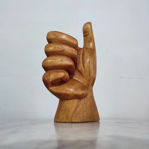 Thumbs up hand wooden statue. Hand Carved.  gifts for him. gifts for her