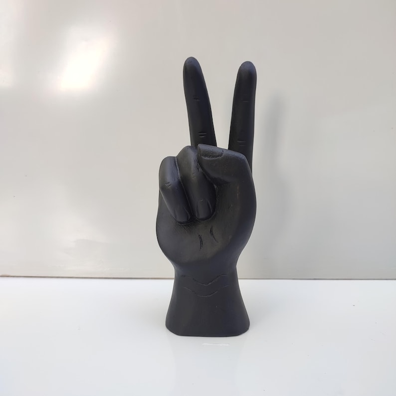 Hand Carved Wooden Peace Sign, Jempinis Wood Sculpture image 8