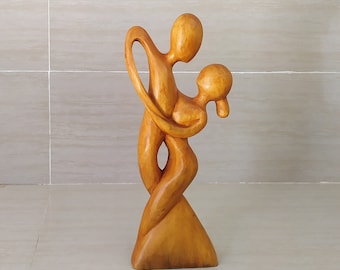 Handmade Wooden Sculpture: Tango Dancing Couple, Jempinis Wood