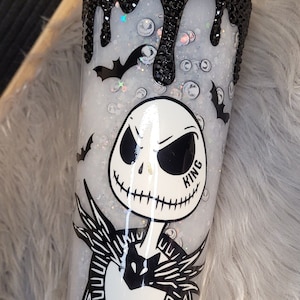 Jack Skellington  Snowglobe / PreOrder/ 3-5weeks Processing Time / Glow in the dark / Rhinestone Lid / Halloween / NBC / Tumbler
