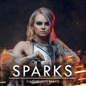 100 Real Sparks Overlays, Fire Overlays, Glitter, Sparkle, Adobe Photoshop, Photography