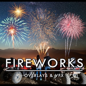 110 Fireworks Photo Overlays and VFX for Photoshop, Lightroom and more. Use them for at night and celebration photo and visual effects.