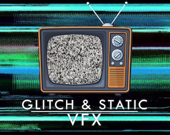 15 Glitch and TV Static VFX videos for overlays, animation and special effects. Transparent video for editing on Adobe, Final Cut and more.