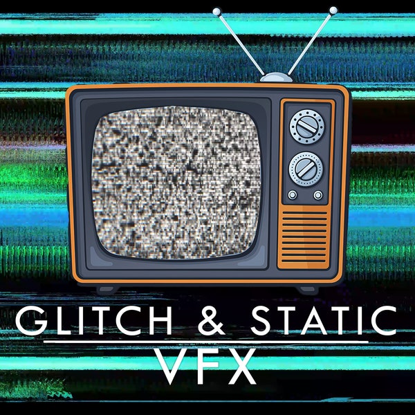 15 Glitch and TV Static VFX videos for overlays, animation and special effects. Transparent video for editing on Adobe, Final Cut and more.
