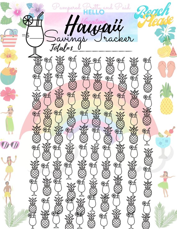 Hawaii Vacation Savings Tracker Etsy
