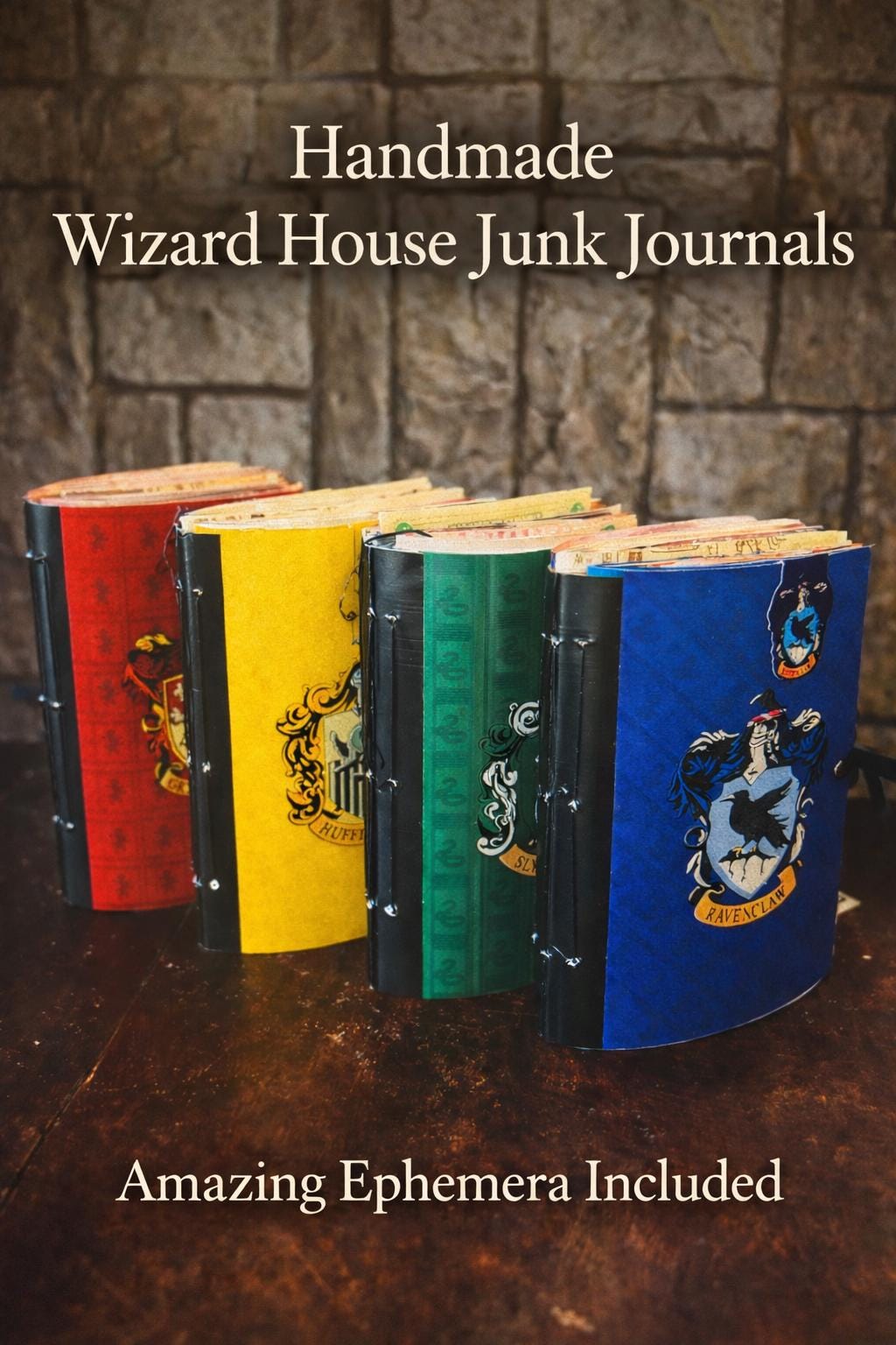 Wizard Journal Ringed Wizard House Junk Journal With Acceptance Letter-personalized Handmade ...