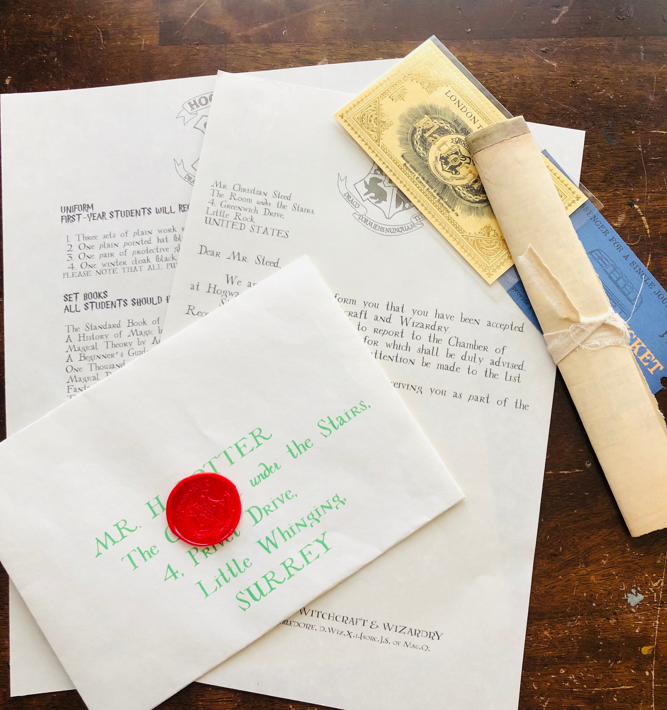 Hogwarts Acceptance Letter Envelope