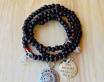 Boho Wrap Bracelet Necklace: Inspirational Message, Self-Love Jewelry