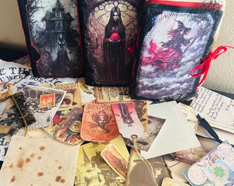 Handmade Gothic Witch Journal, Dark Romantic Spellbook, Vintage Ephemera