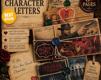 Carta personalizada com personagem para conforto, lembrança personalizada para fãs de filmes, animes, séries, videogames e livros. Presente perfeito para todas as ocasiões.
