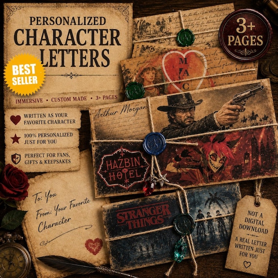 Personalized Comfort Character Letter, Custom Fandom Keepsake, Movie, Anime, TV, Video Game, Books, All Occasion Gift