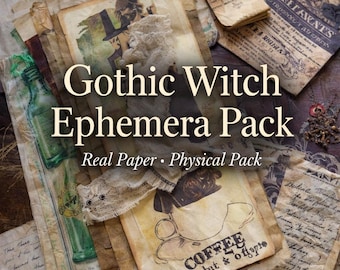 Gothic Witch Ephemera Pack, Dark Academia, Vintage Collage Papers