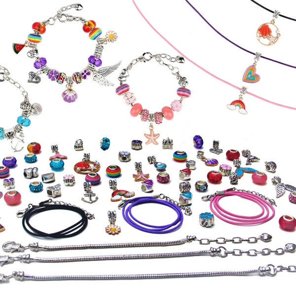 Charm Bracelet Making Kit, DIY 60 PCS Jewellery Making Kit for Girls