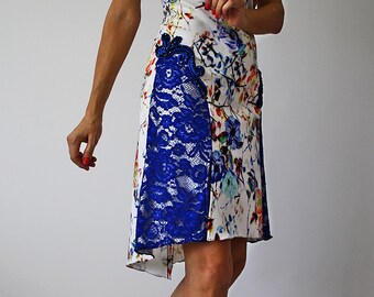 Tango Dress: Blue Lace Corset, Tango Cocktail Dress