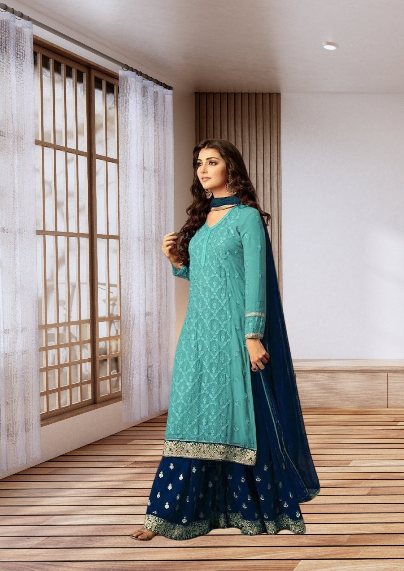Long top sharara suit