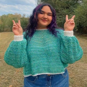 Crochet Pullover Sweater | Plus Size Crochet Sweater