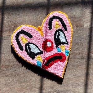 Weeping Clown Heart | Hand-Tufted Wall Hanging