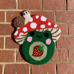 Hand-Tufted Mushroom Strawberry Frog and Snail Rug