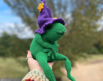 Gehaakte amigurumi Magic Frog Wizard pluche | Handgemaakte kikkerknuffel