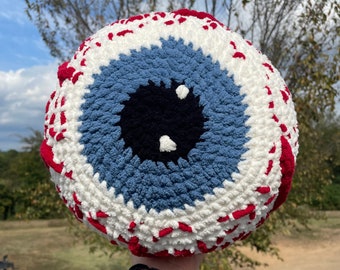 Bloodshot Eyeball Plush | Crochet Eyeball Throw Pillow