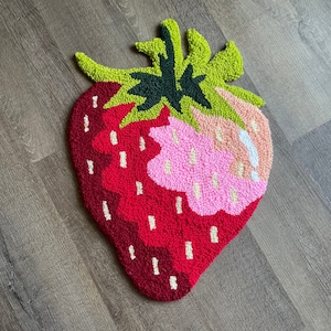 Large Strawberry Accent Rug | Hand-Tufted Carpet