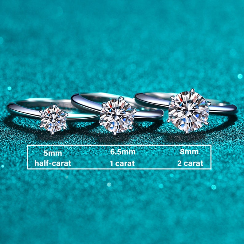 Moissanite Engagement Rings Certificated Moissanite Sterling Etsy